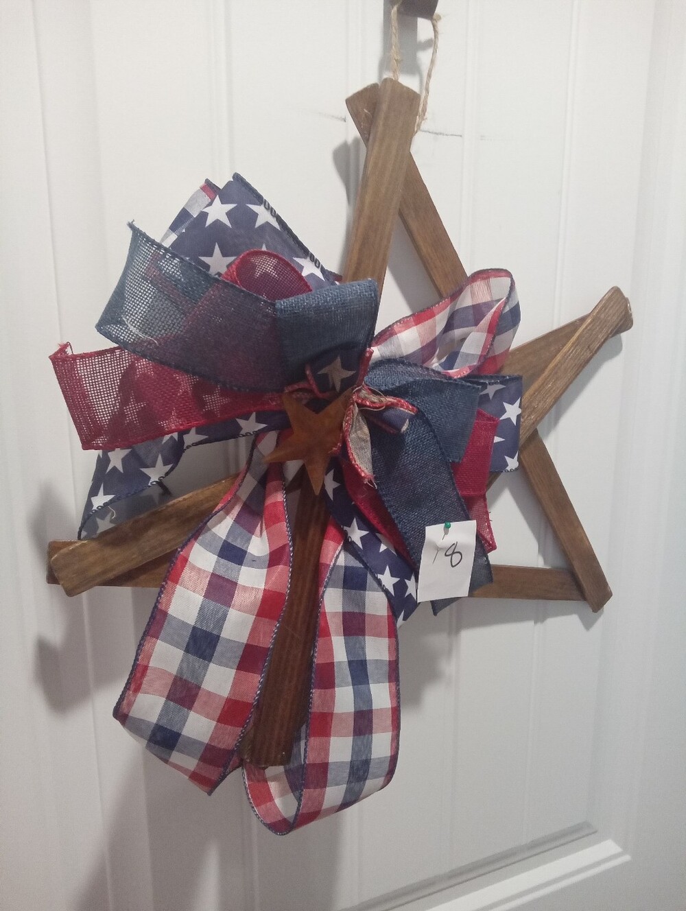 Patriotic Star Door Hanger/Wreath Hand Crafted...Farmhouse, Rustic July 4th